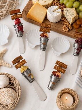 Coastal Cheese Spreader Set NWT Clambake theme Nantucket Home